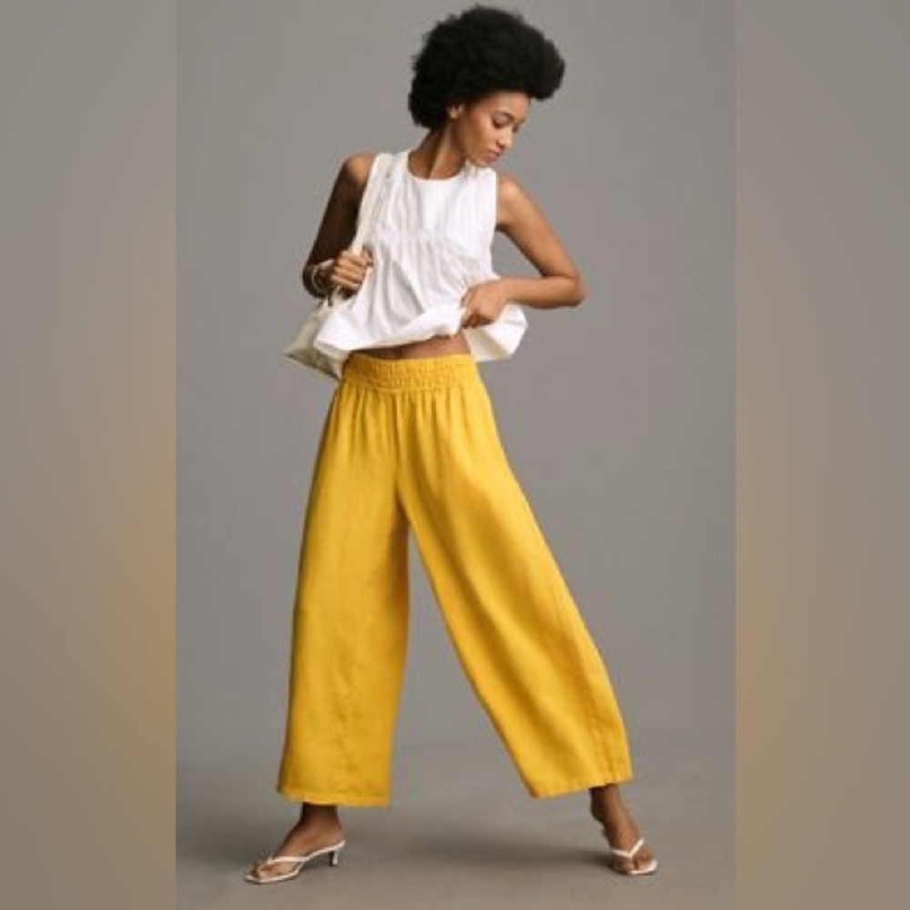 Anthropologie Somerset Linen Wide Leg Pants